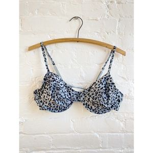 Vintage 90s Fuzzy Blue Leopard Bra